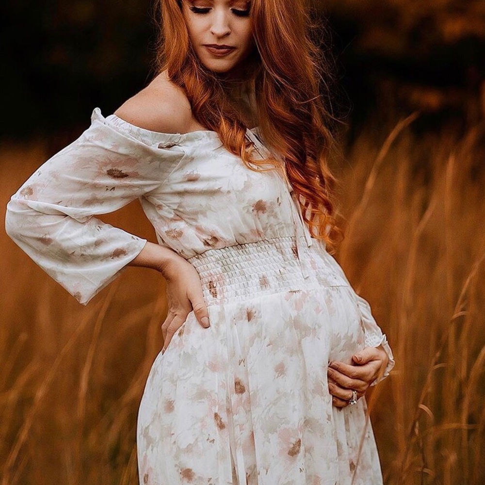 Baltic Born Eden Smock Maxi Dress - Mauve Print (XS)